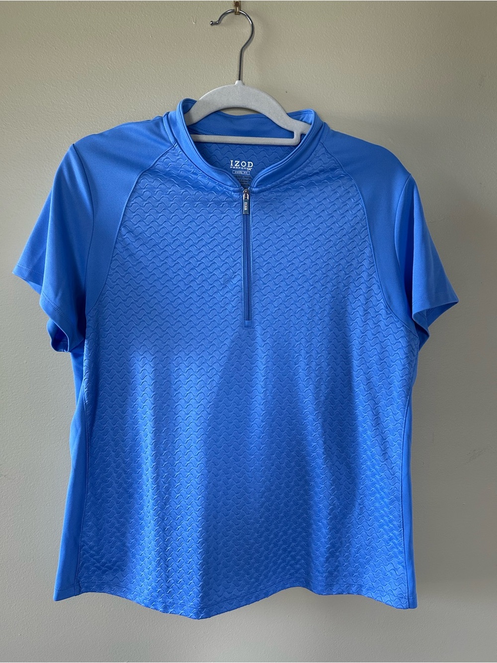IZOD Women’s Short-Sleeve Quarter-Zip Top in Cornflower Blue